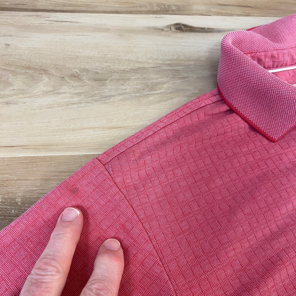 Tommy Bahama Mens Pink Textured Short Sleeve Polo Shirt Medium - Picture 11 of 12